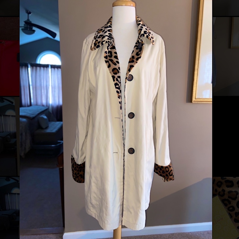 Dennis Basso Reversible Cheetah Print/Cream Jacket